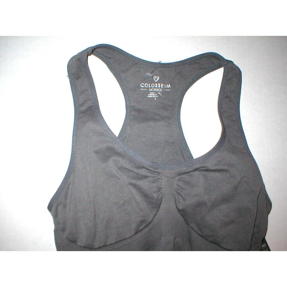 NWT New Womens Colosseum S Small Dark Gray Seamless Tank Top Yoga Gym Casual - Picture 2 of 4